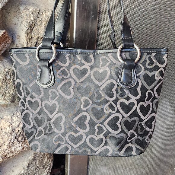 Target Black Vinyl Hearts Mini Tote Bag - Picture 3 of 15